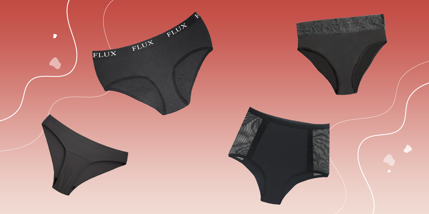Different styles of period underwear products