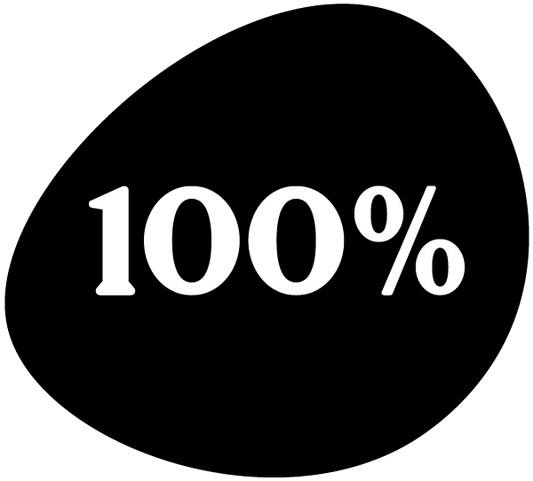 100% in a black icon